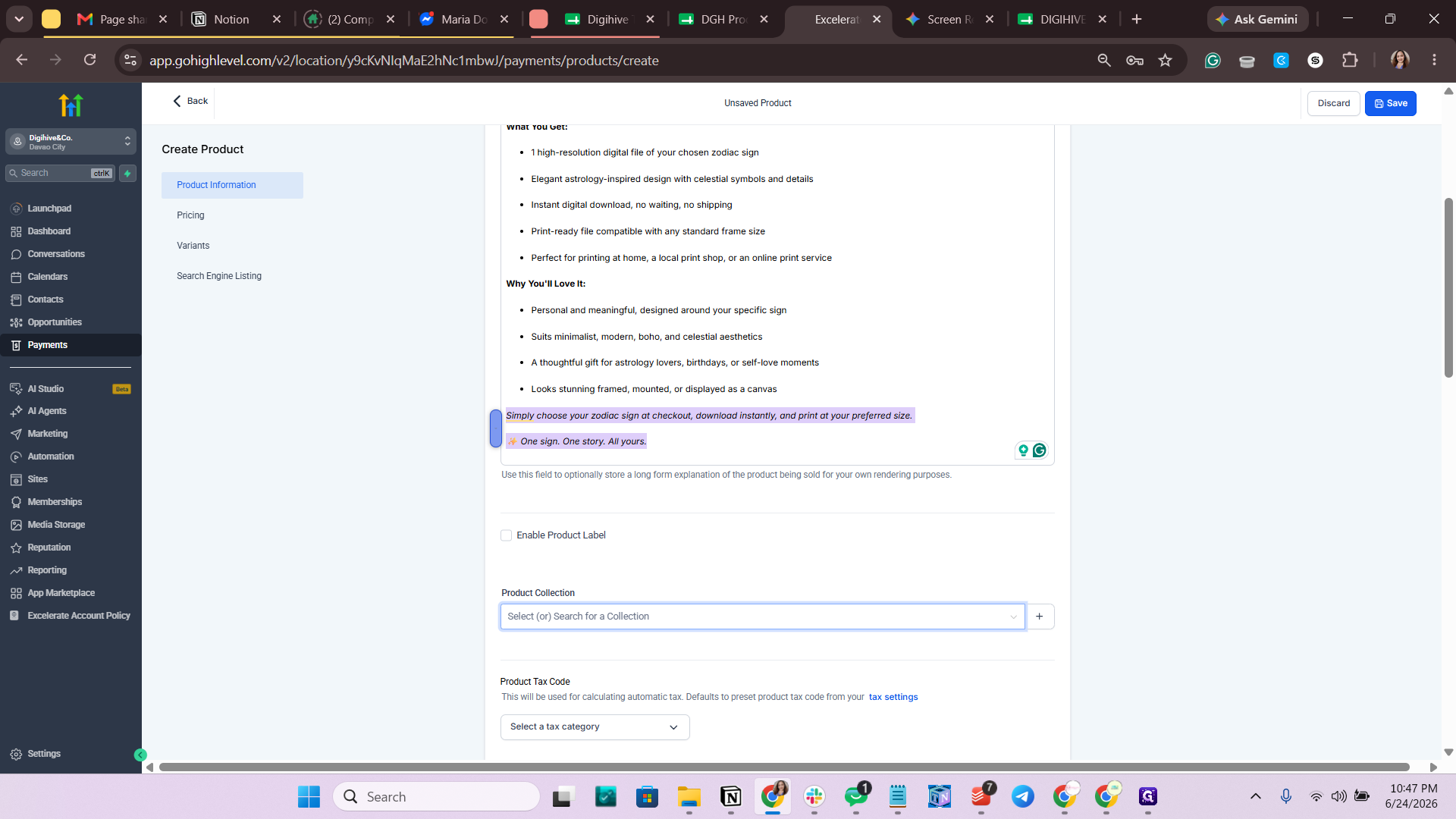 Step #35: Click the Product Collection dropdown menu.