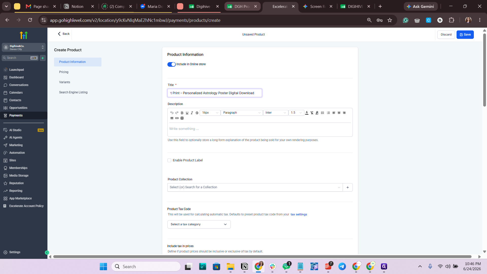 Step #16: Return to your product details spreadsheet.