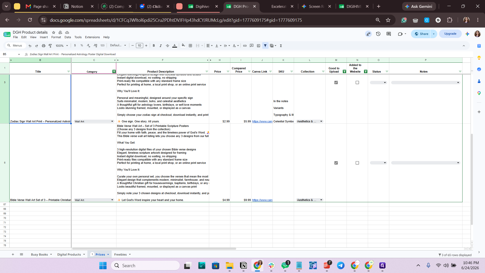 Step #17: Select the cell containing the product description.
