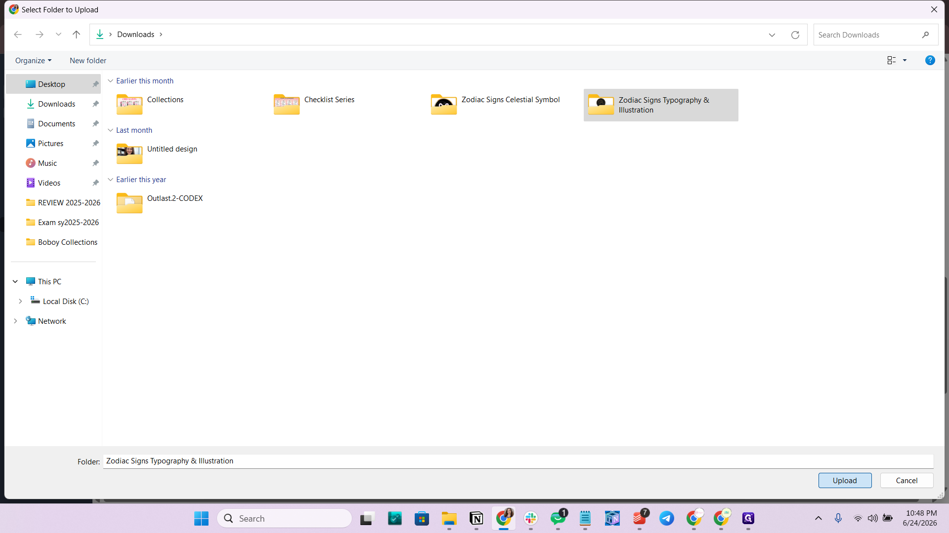 Step #41: Click Upload to confirm the folder selection.