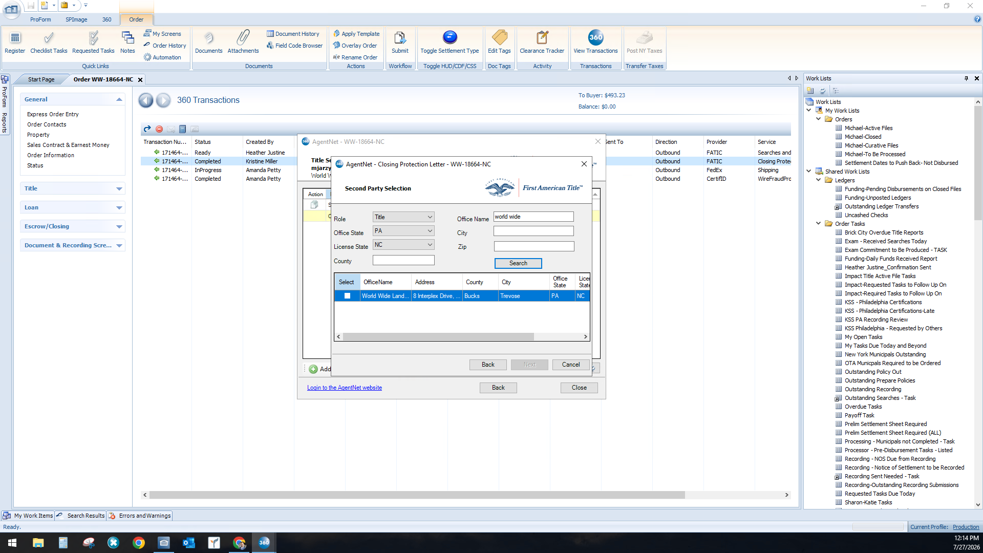 Step #6: Select the correct office from the generated search results grid.