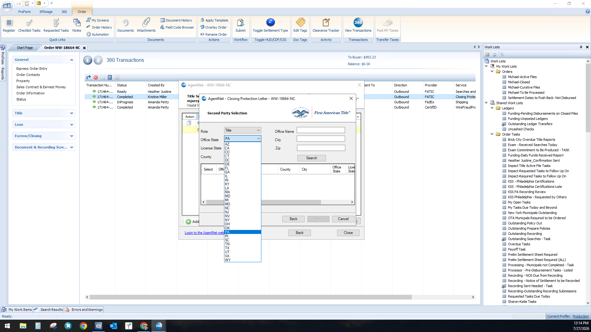 Step #4: Select the appropriate state (e.g., RI) from the Office State dropdown menu.