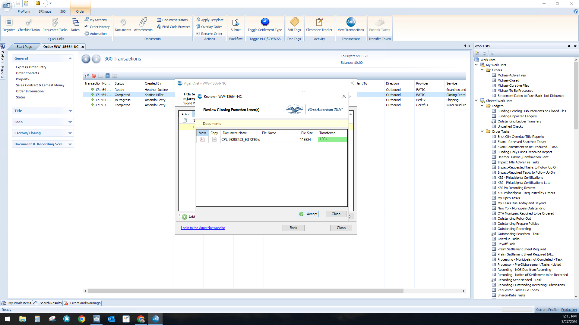 Step #13: Once confirmed, click Accept in the review dialog window.