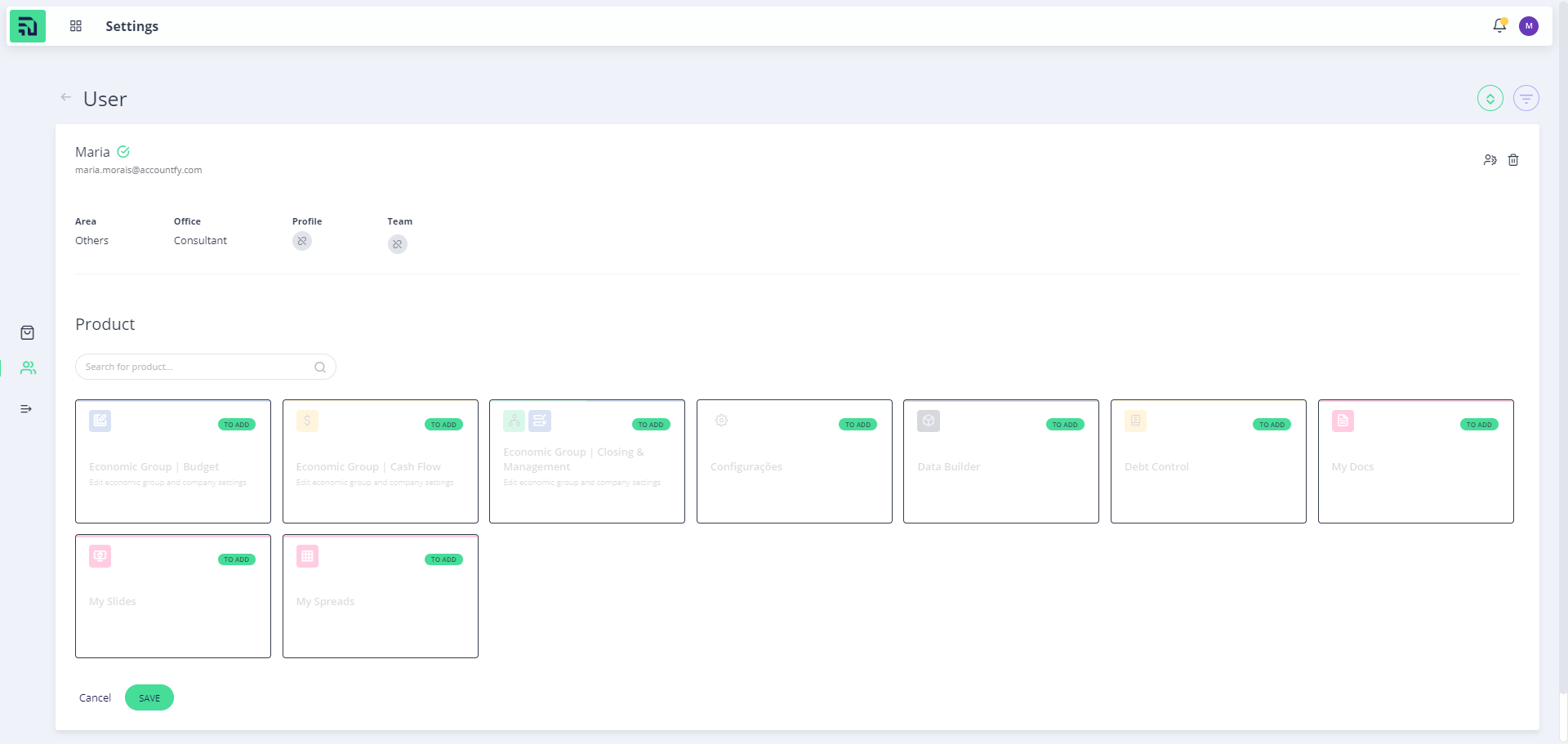 Step #5: Por exemplo, caso queira liberar para um usuário o acesso ao app My Slides, clique em My Slides.