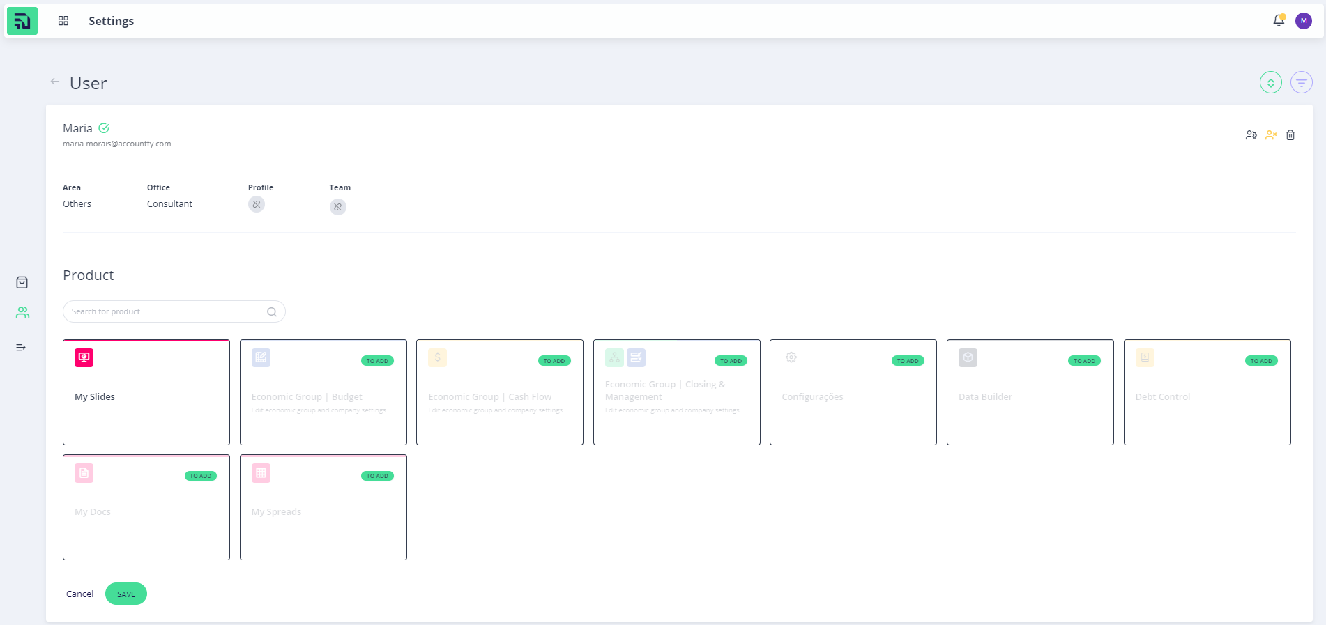 Step #7: Então, os apps liberados serão apresentados na tela de "Perfil do usuário"