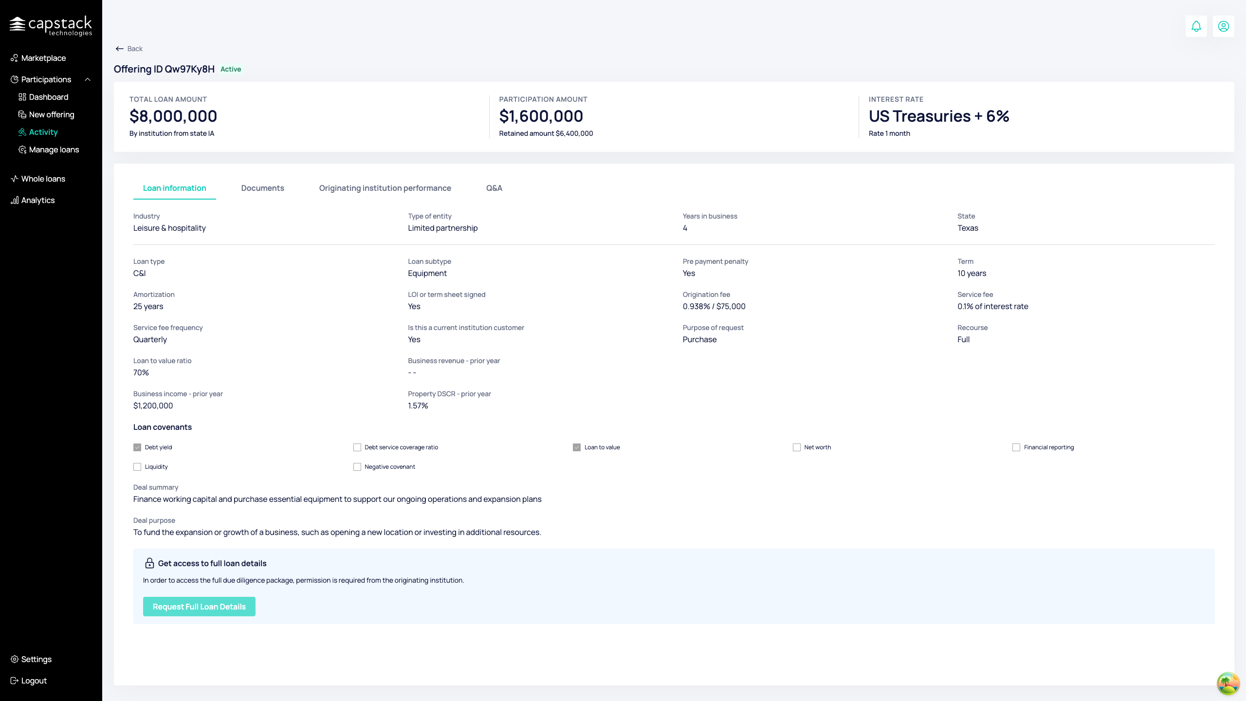 Step #4: Scroll down and click on "Request Full Loan Details"