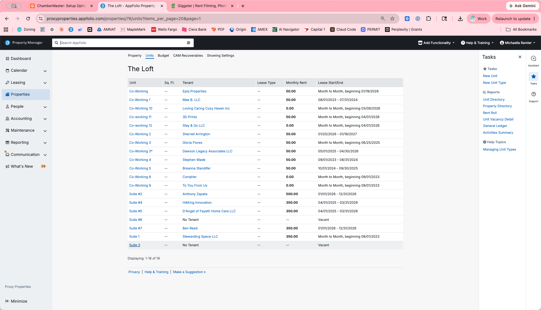 Step #1: Select the vacant unit (e.g., Suite 3) from the properties dashboard.