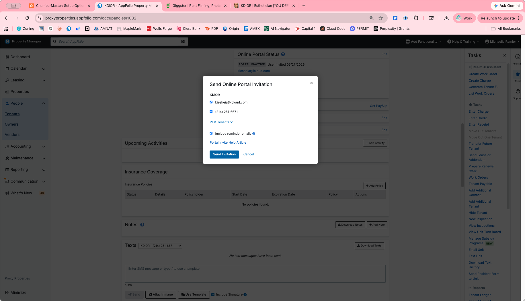 Step #18: Confirm the email and phone number in the prompt window and click Send Invitation.