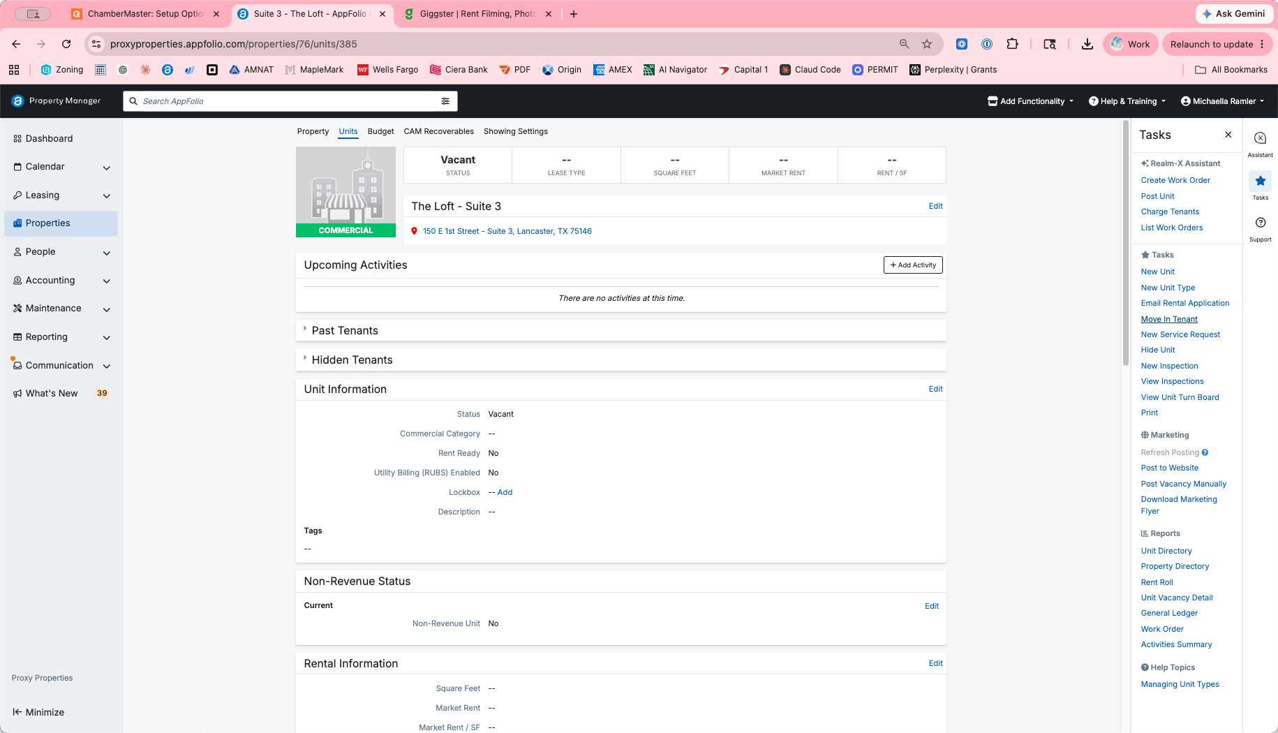 Step #2: Click Move In Tenant to begin the process.