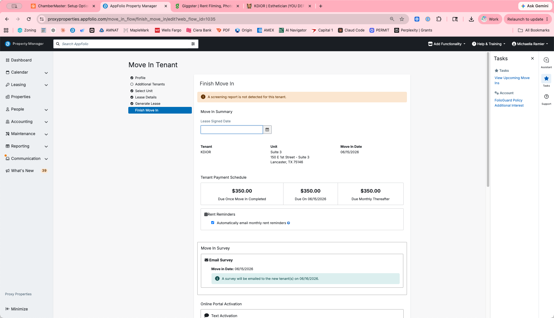 Step #15: Check the Automatically email monthly rent reminders box if you wish to enable automated payment notices.