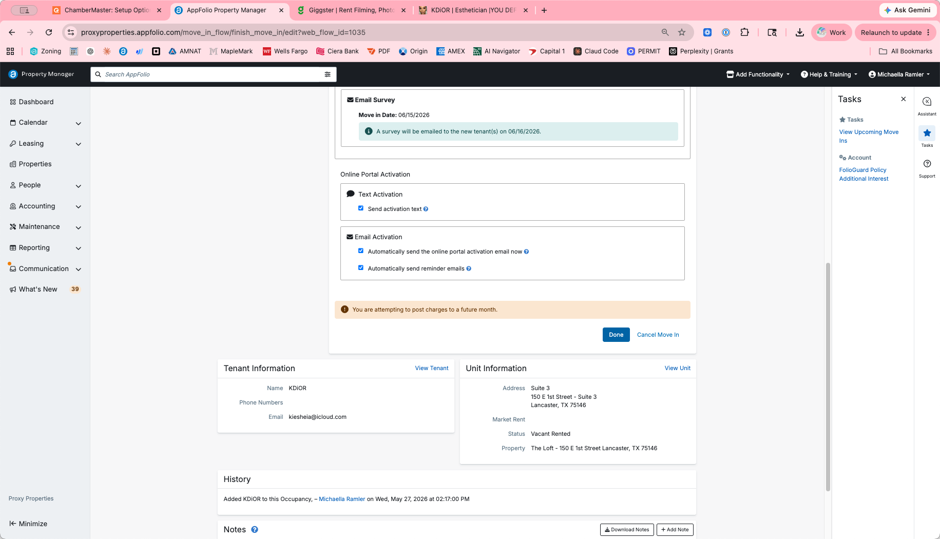 Step #16: Click Done to complete the core move-in workflow.