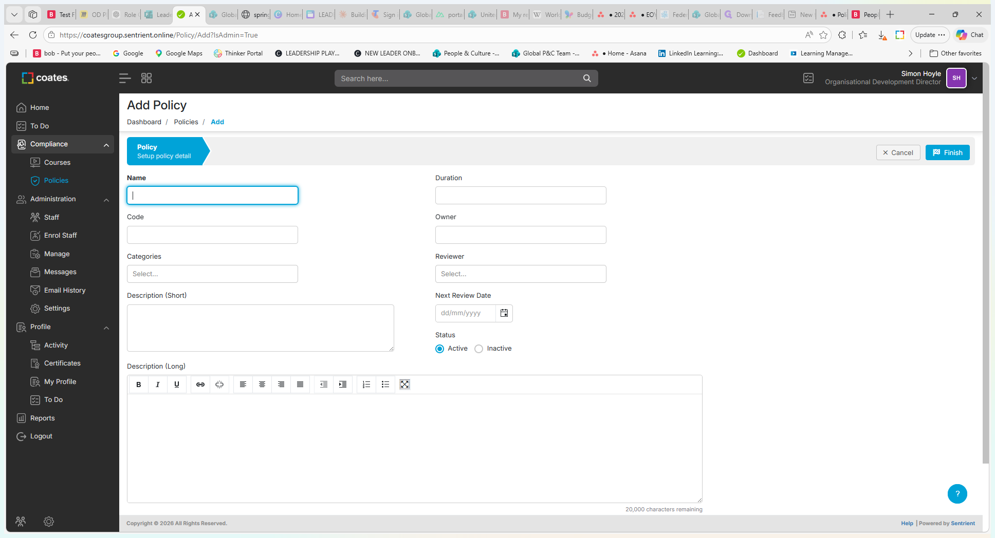 Step #4: Enter the policy Name (e.g., "Reasonable Suspicion Process").