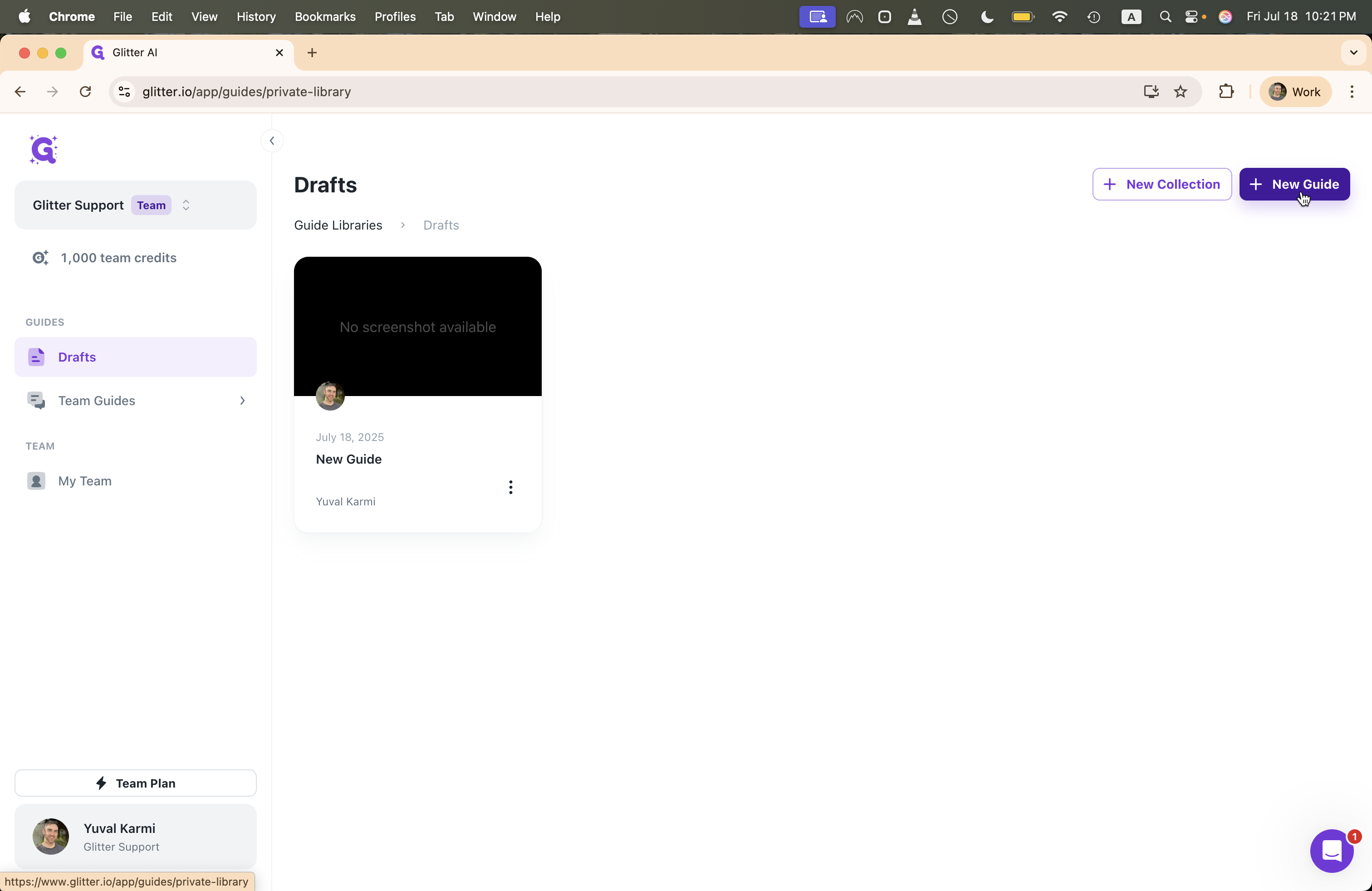 Step #2: Click on "+ New Guide"