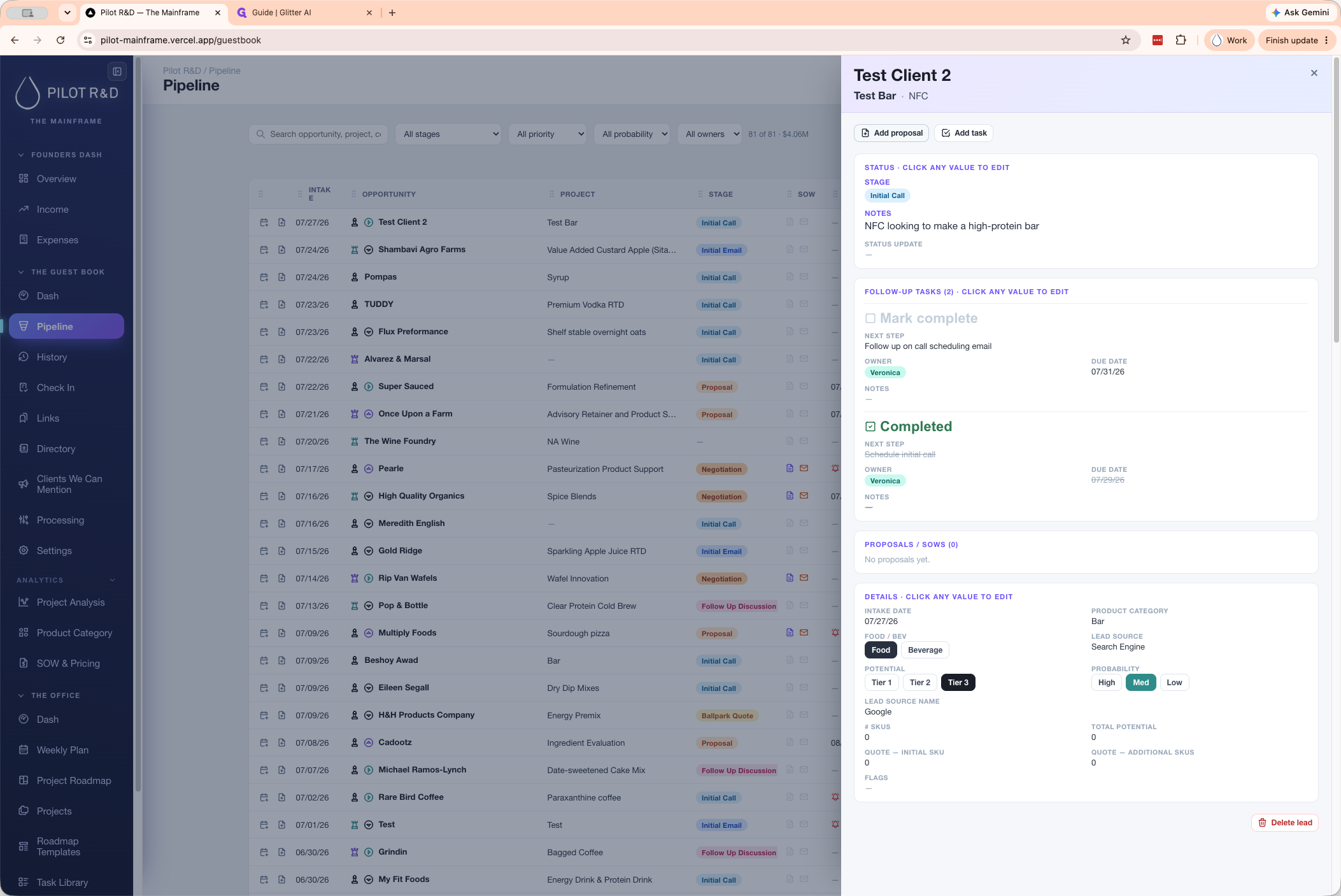 Step #2: Click Add proposal in the client's side panel.