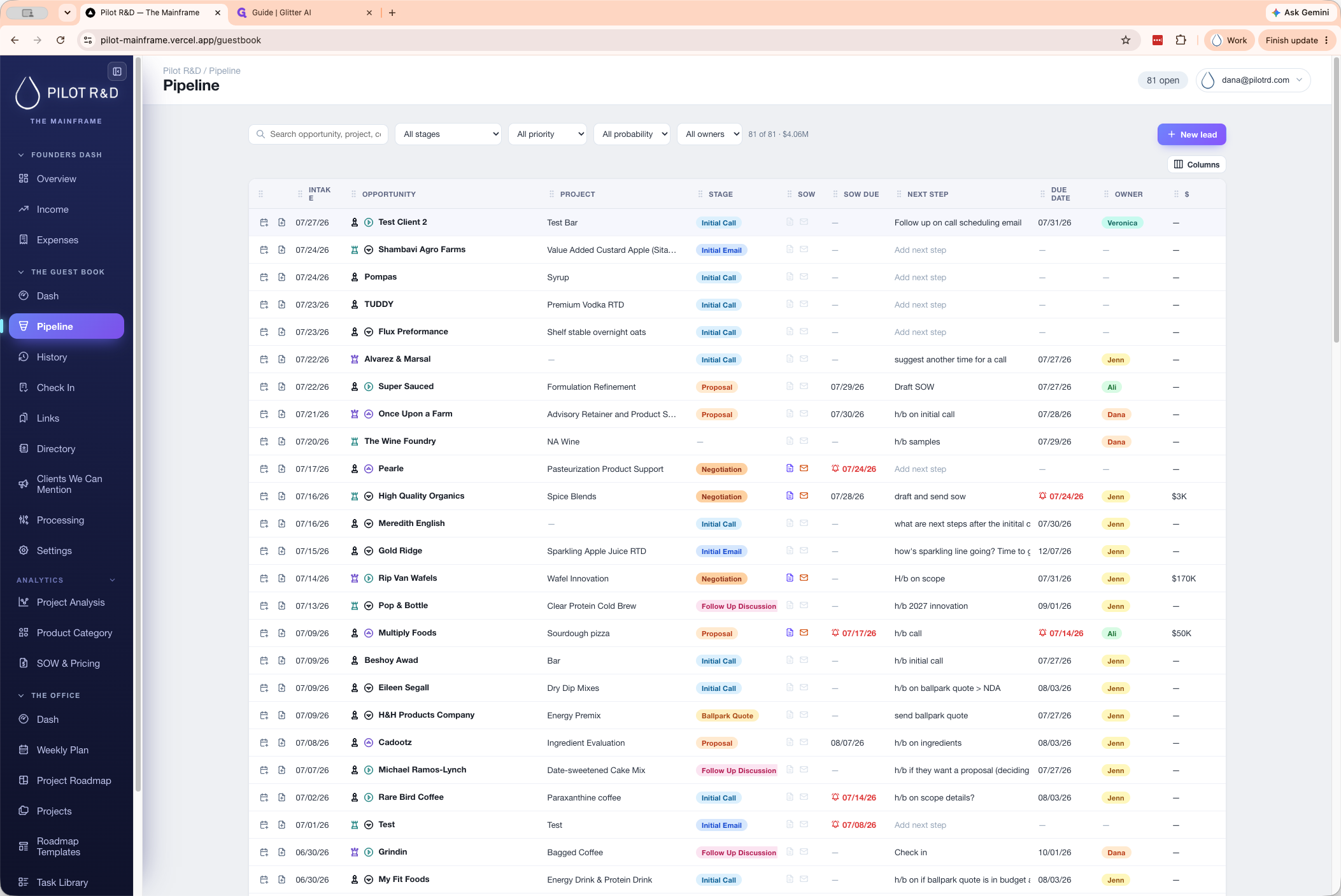 Step #1: Click on the client name (e.g., Test Client 2) from your pipeline list to open their details.