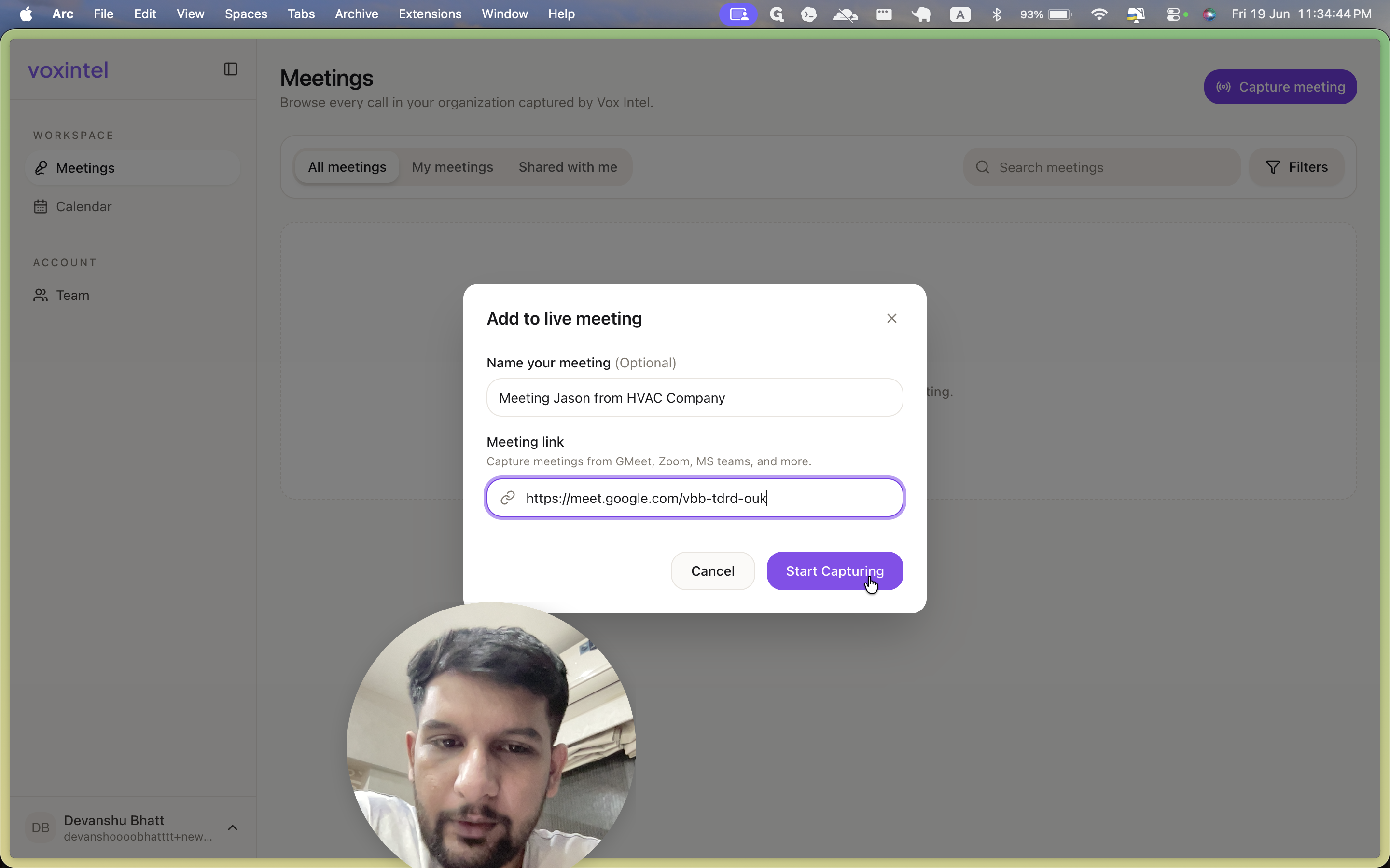 Step #4: Click Start Capturing to dispatch the recording assistant.