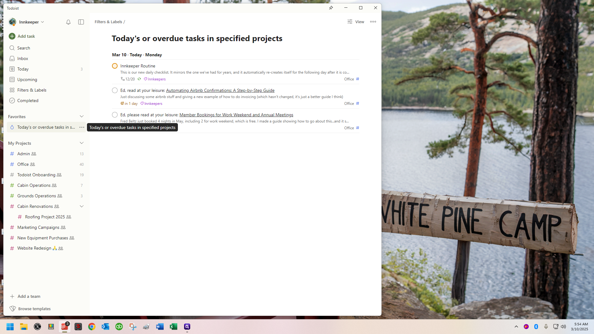 Step #2: Click on "> Today's or overdue tasks"