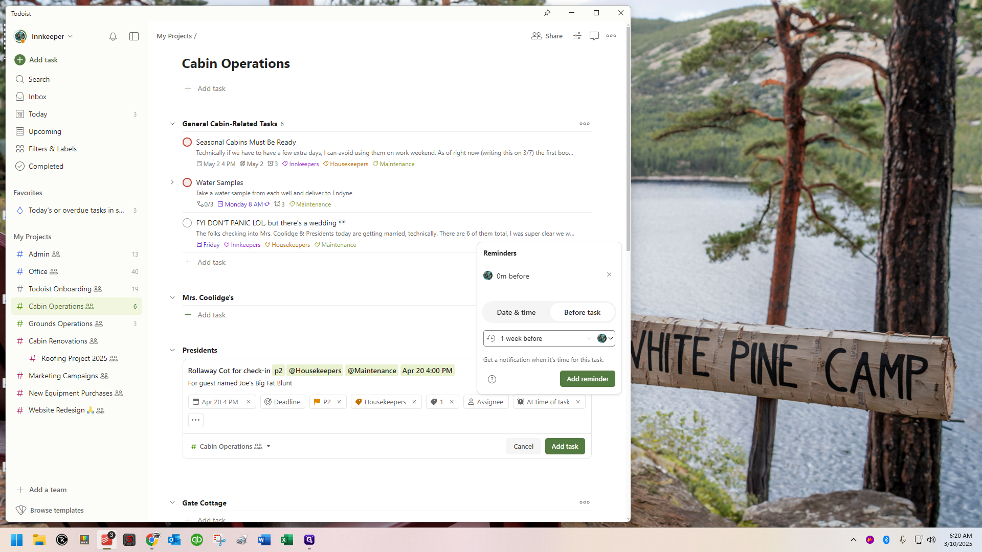 Step #90: Click on "1 week before"