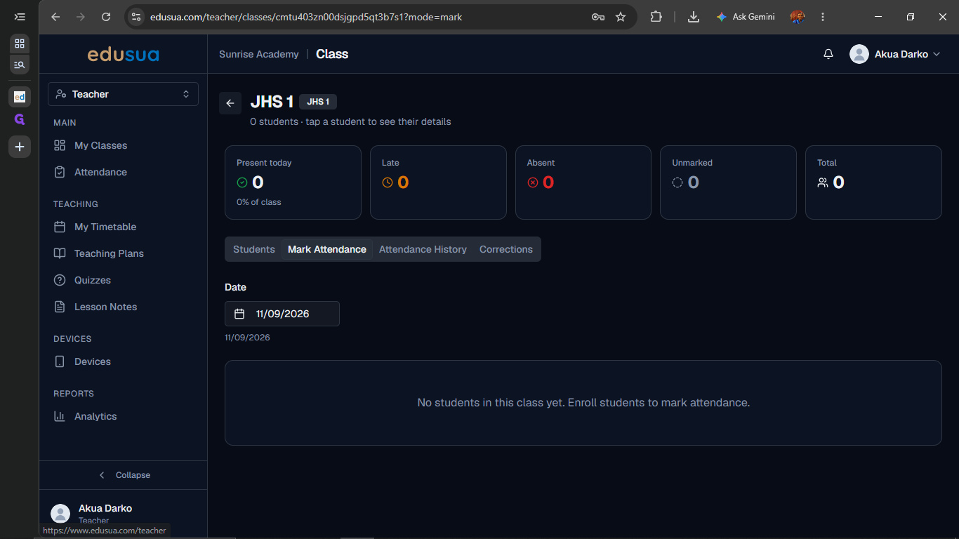 Step #10: Click ← to navigate back if you need to select a different class.