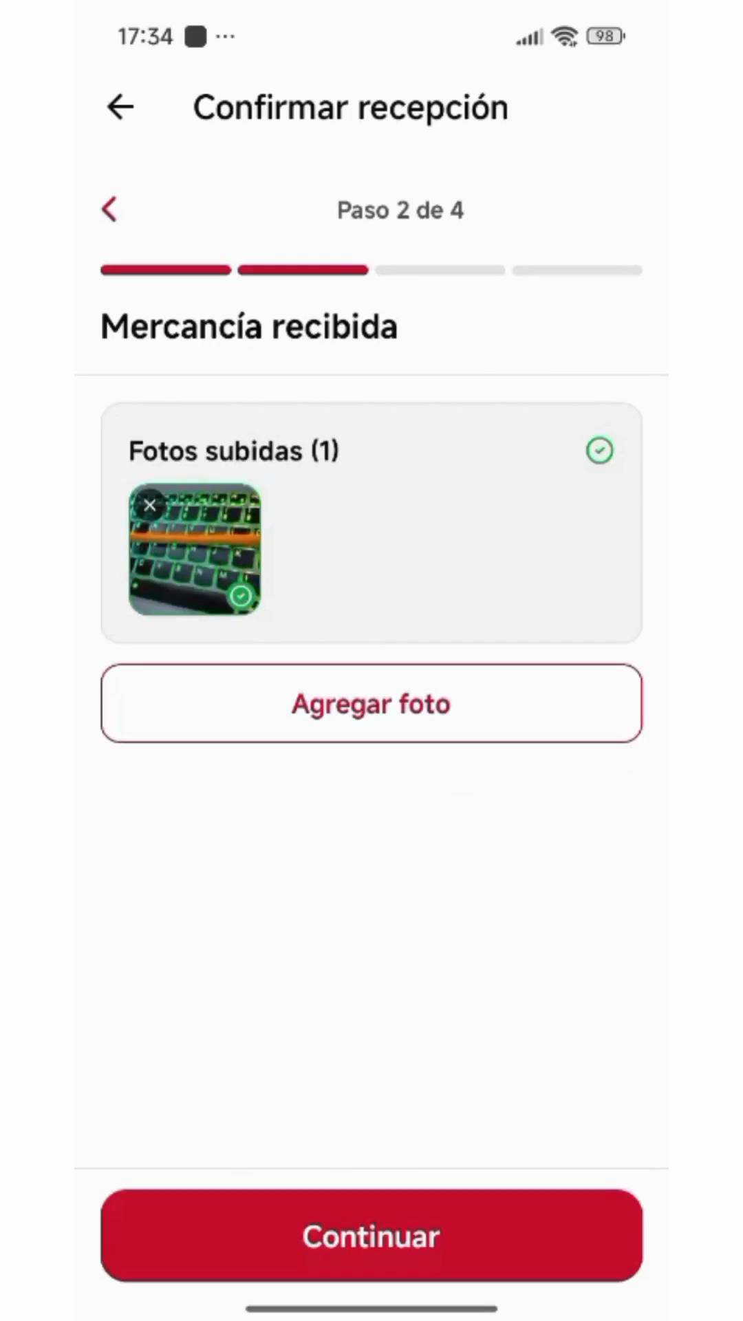 Step #7: Haz clic en Continuar para guardar la evidencia.