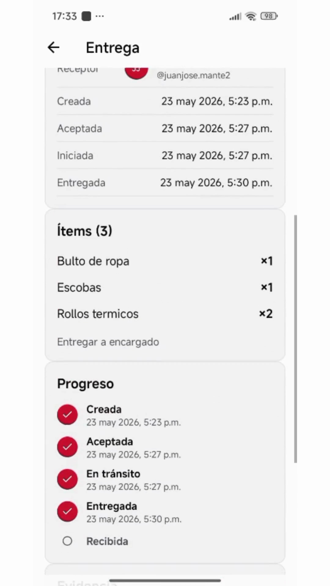 Step #2: Haz clic en Confirmar recepción en la parte inferior de la pantalla de detalles.