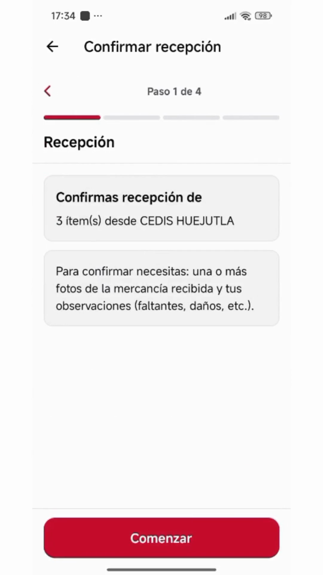 Step #3: Haz clic en Comenzar para iniciar formalmente el proceso de validación.
