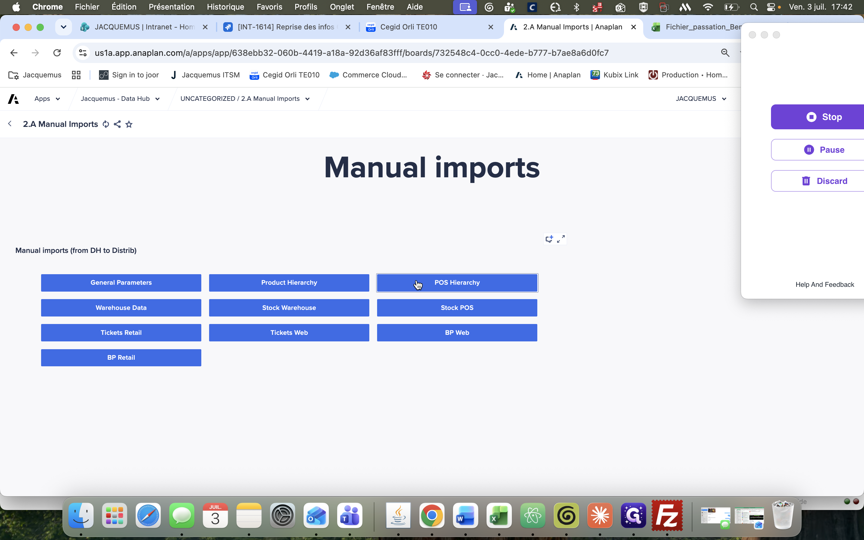 Step #15: Dans la section des imports non catégorisés (Uncategorized), cliquez sur POS Hierarchy pour lancer l'export des nouveaux POS vers le modèle métier.