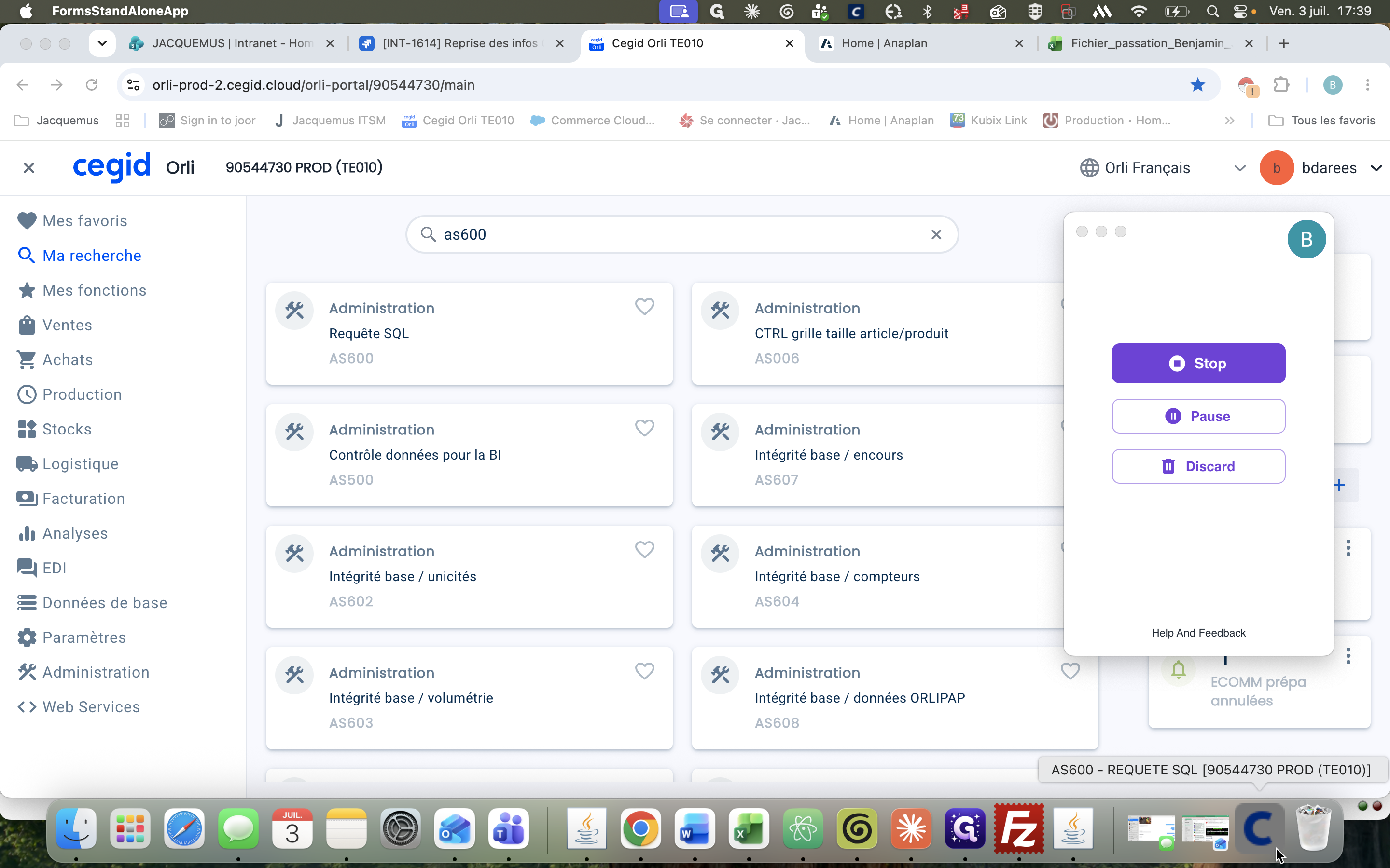 Step #4: Cliquez sur la tâche AS600 - REQUETE SQL.