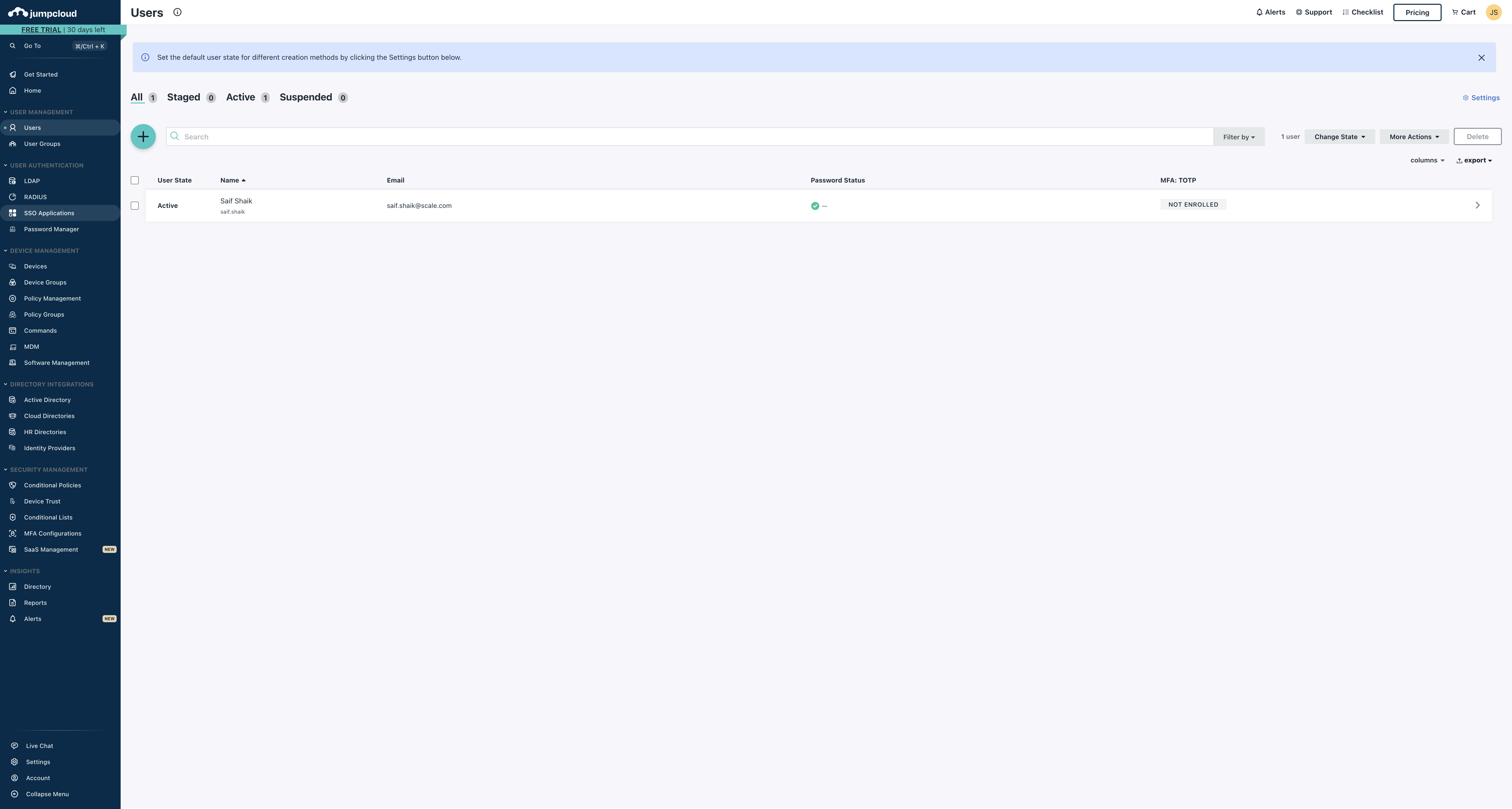 Step #7: Click on "SSO Applications"