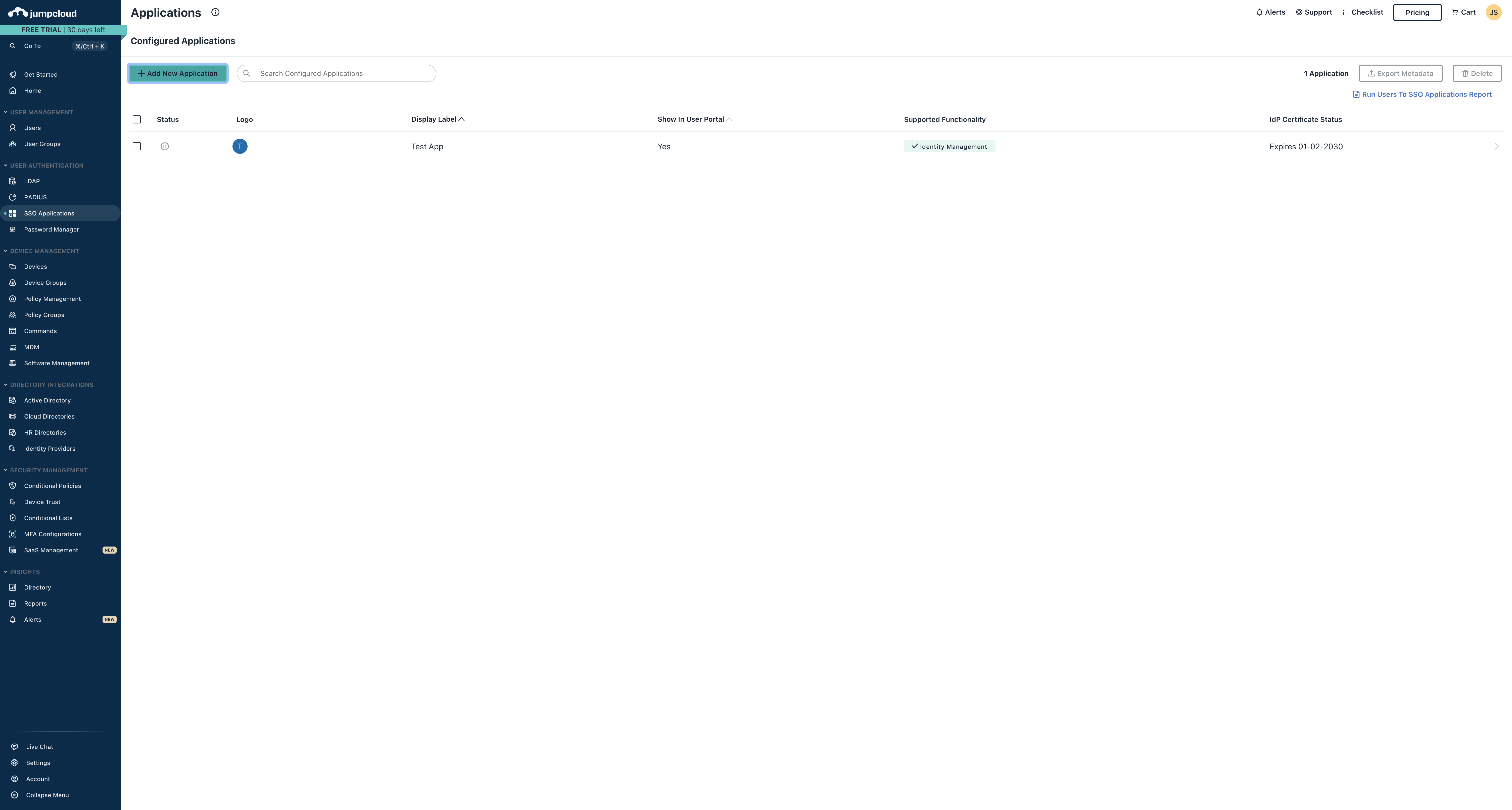 Step #8: Click on "+ Add New Application"