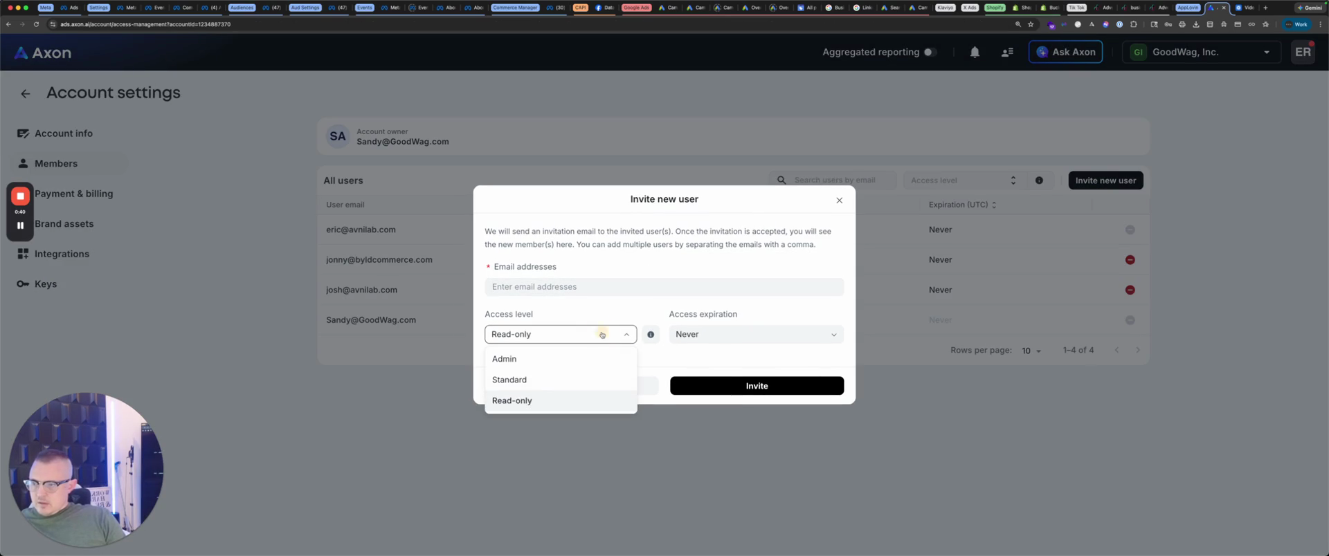 Step #10: Click on the "Access level" dropdown.
