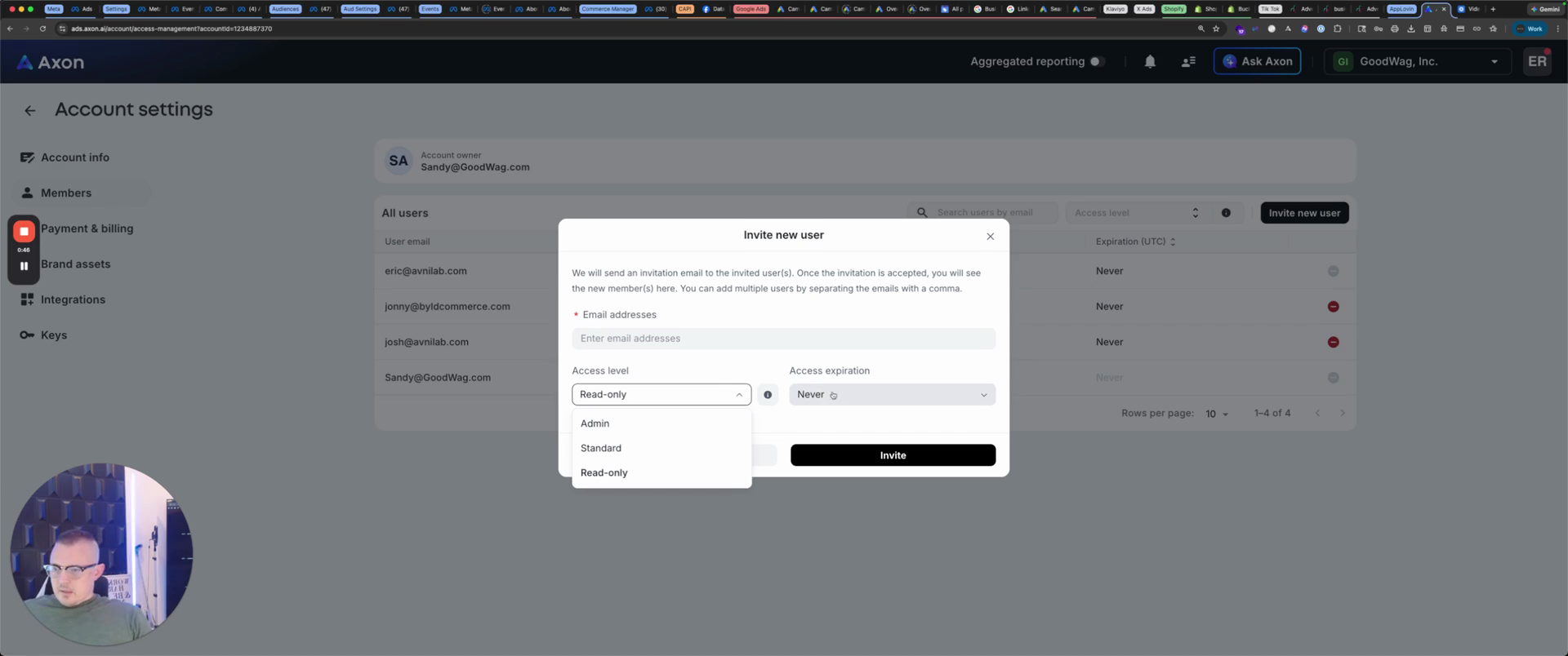 Step #12: Click on the "Access expiration" dropdown.