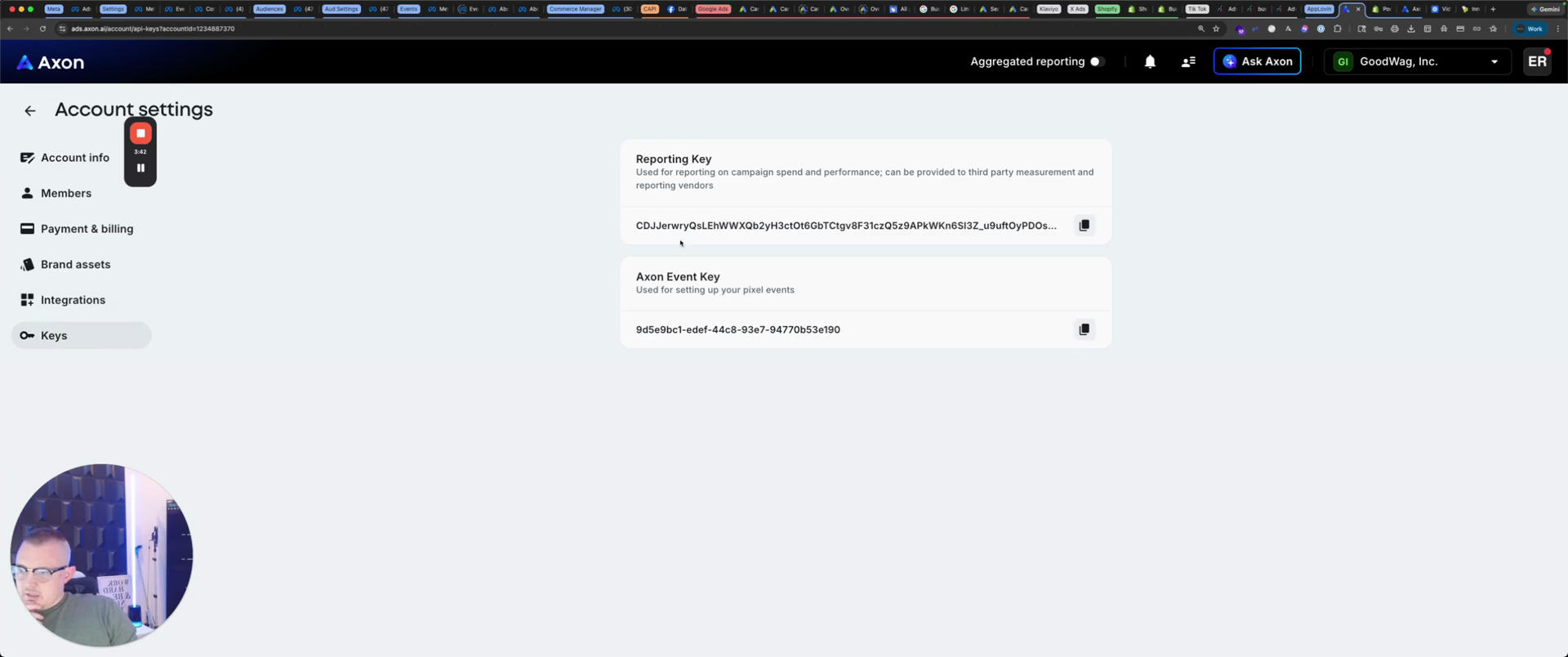 Step #41: Save the Reporting Key and Axon Event Key in a safe place.