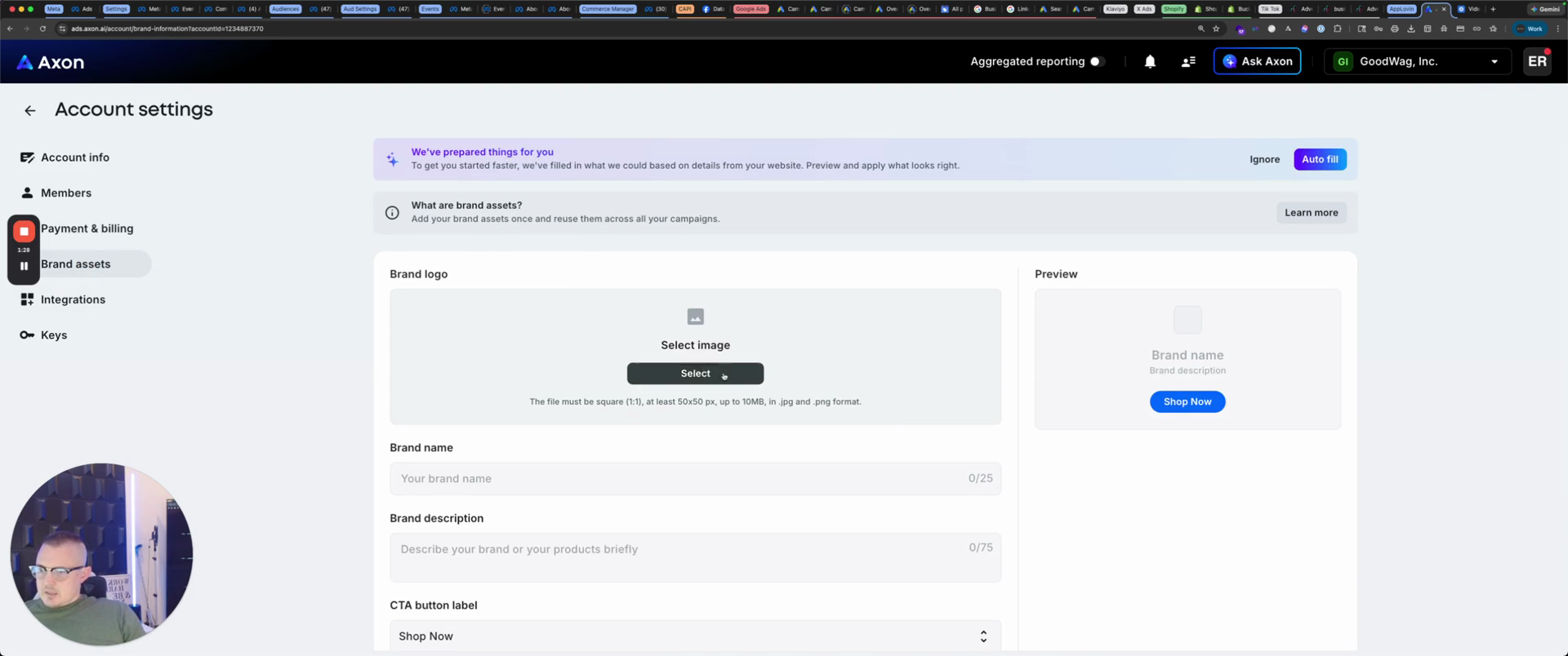 Step #22: Click the 'Select' button to upload your brand logo.