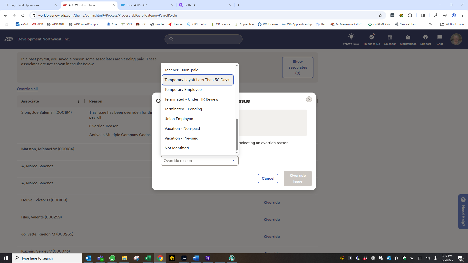 Step #12: Click on "Temporary Layoff Less Than 30 Days"