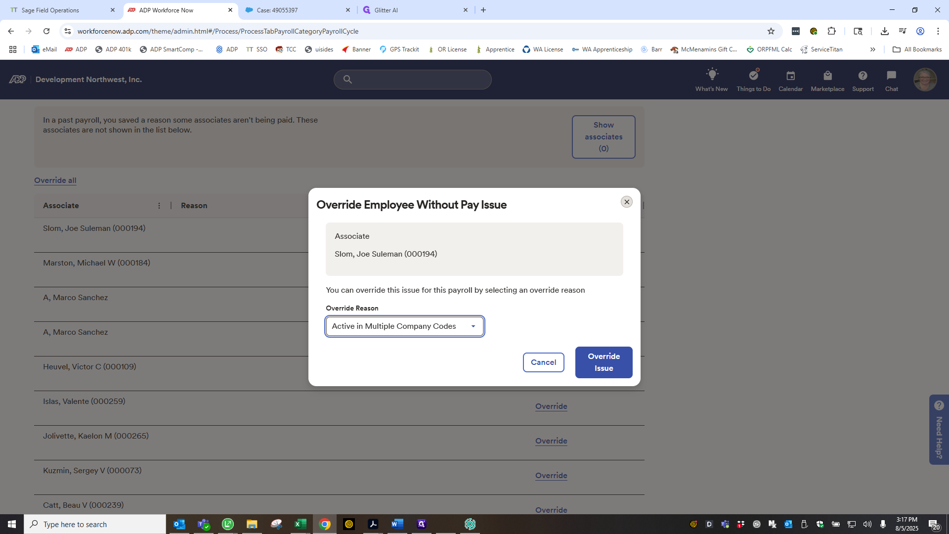Step #8: Click on "Override"