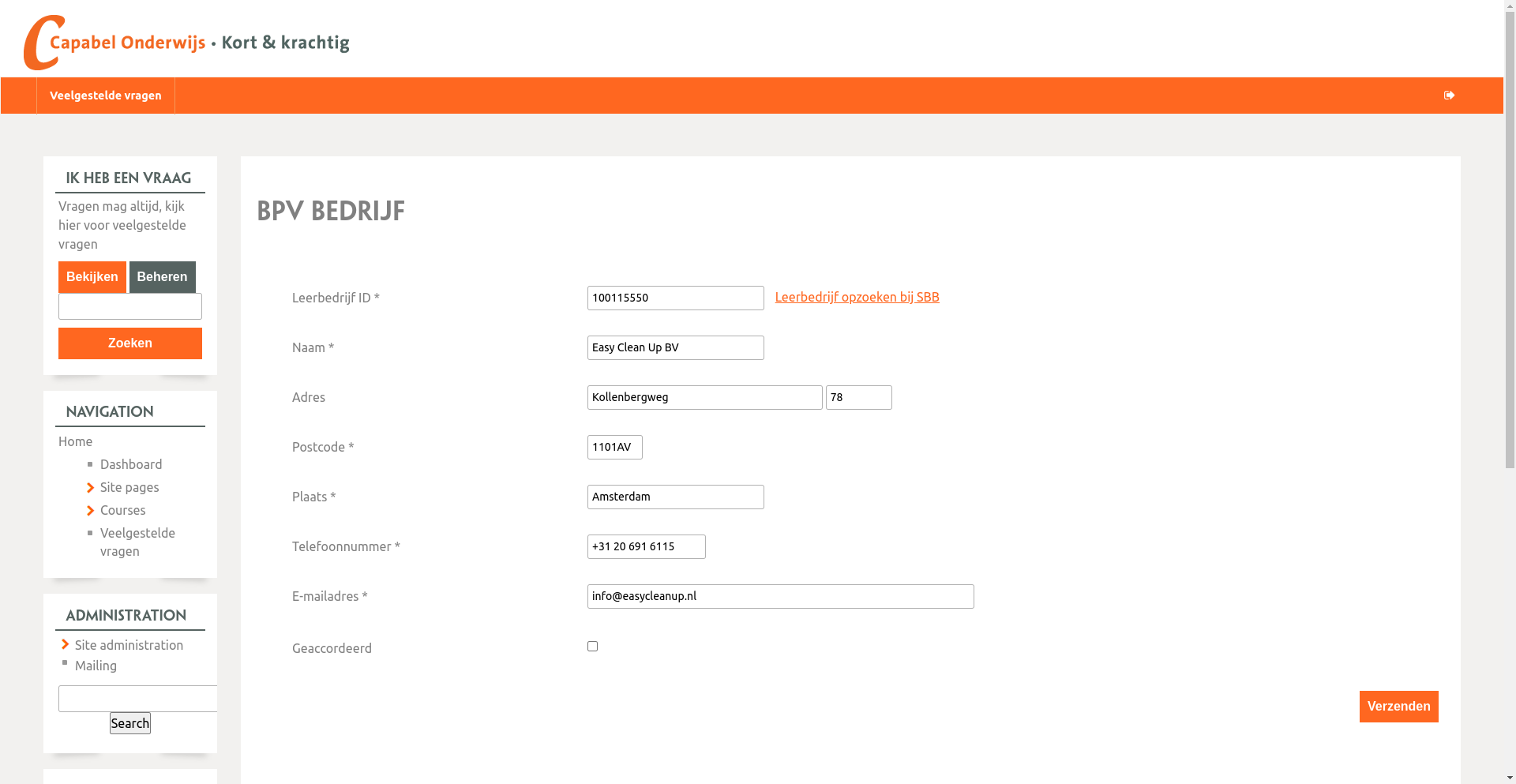 Step #13: Klik op "Leerbedrijf opzoeken bij SBB"