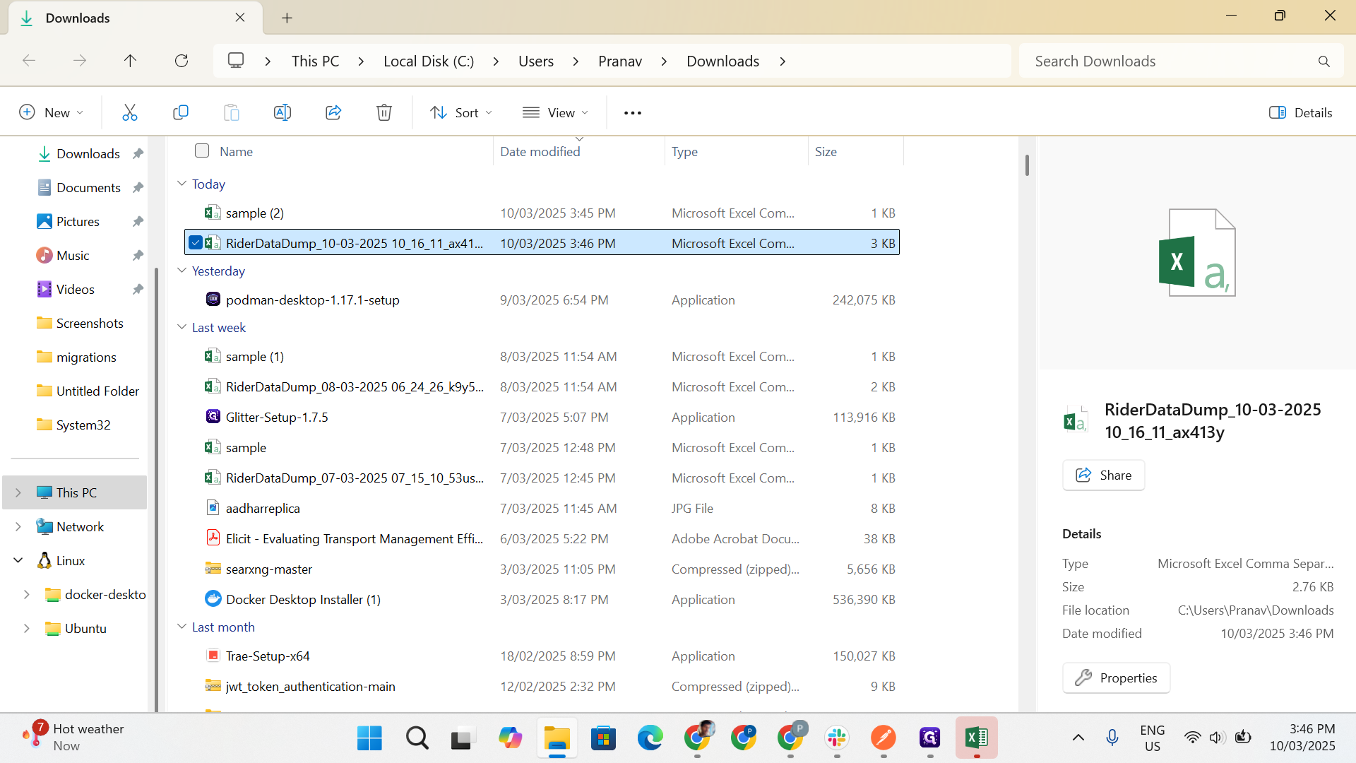 Step #15: Double-click on "RiderDataDump_10-03-2025 10_16_11_ax41"