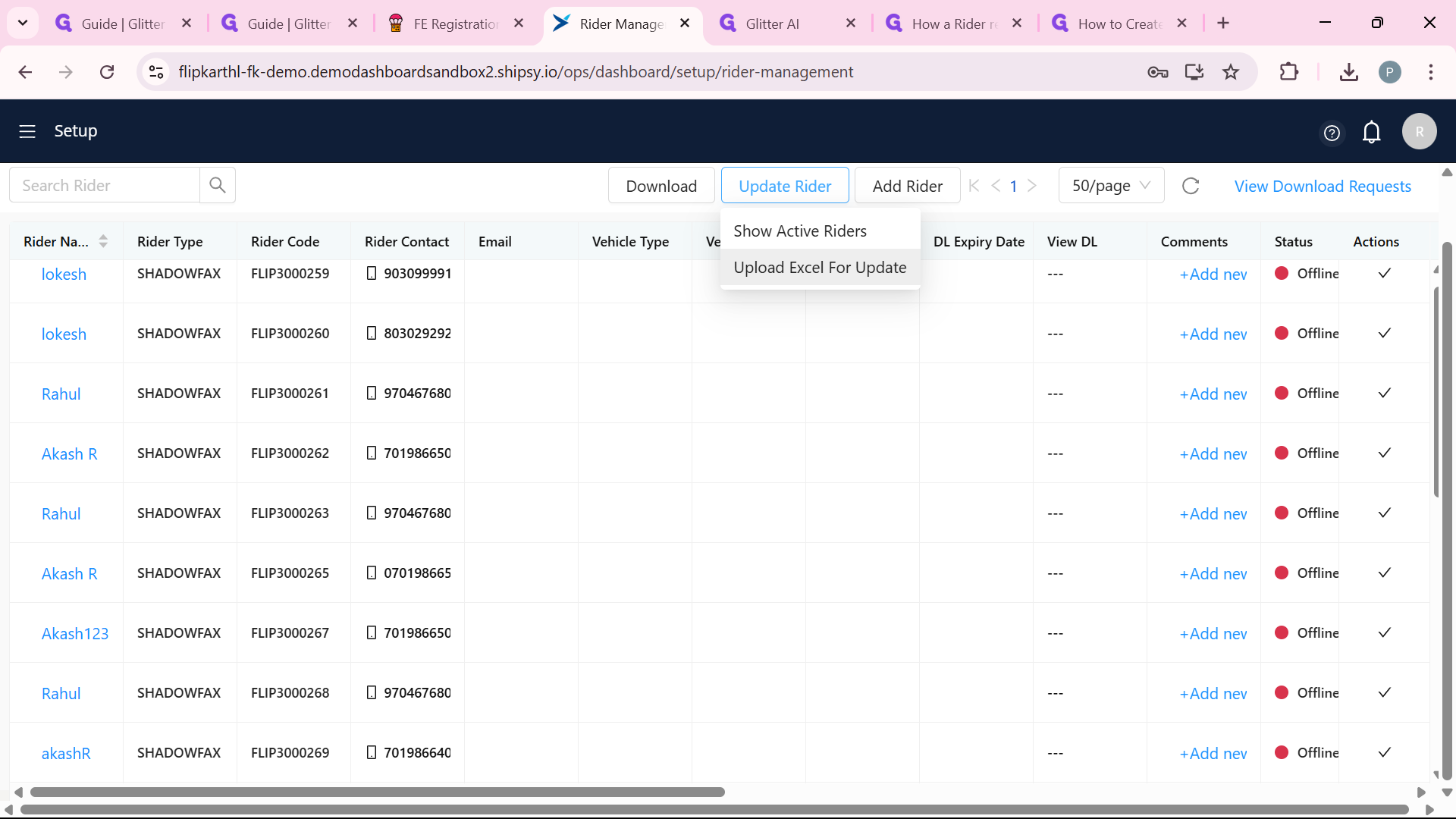 Step #21: Click on "Upload Excel file For Update"