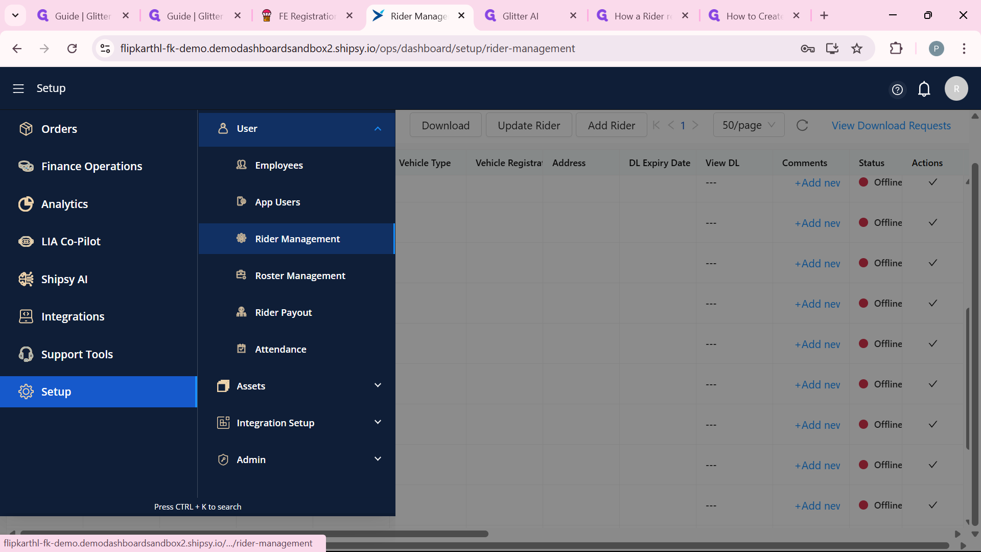 Step #2: Click on "Rider Management"