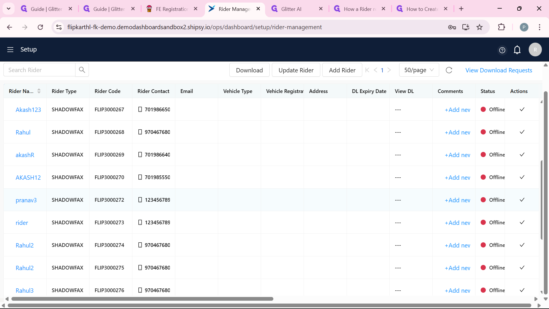 Step #5: Click on Right mark to perform an action which makes the rider to active from inactive state "✓"