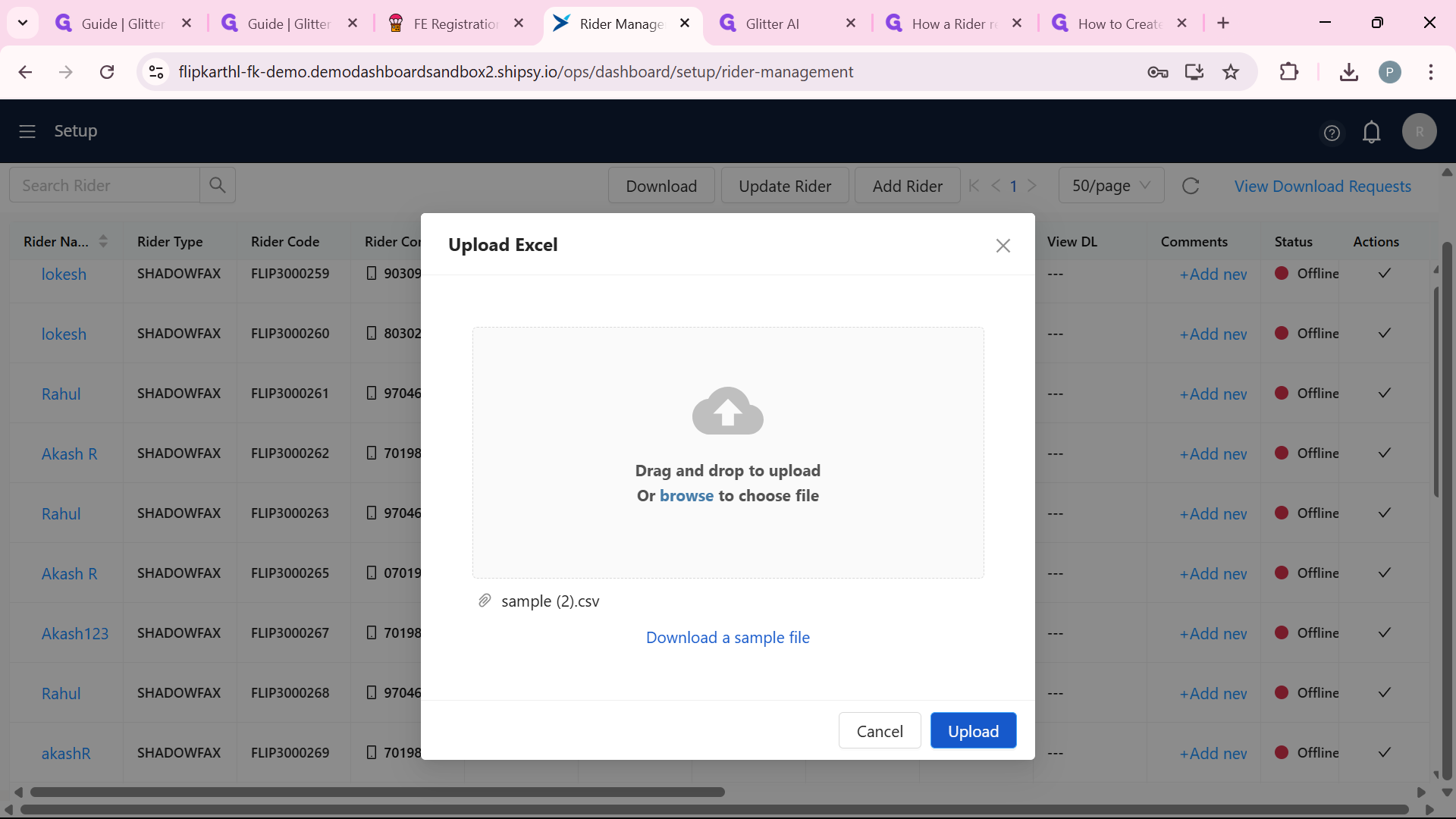 Step #24: Click on "Upload" to upload the file