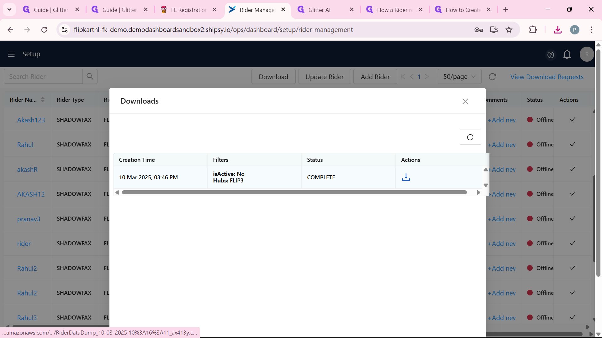 Step #13: Click on download option from the Actions column