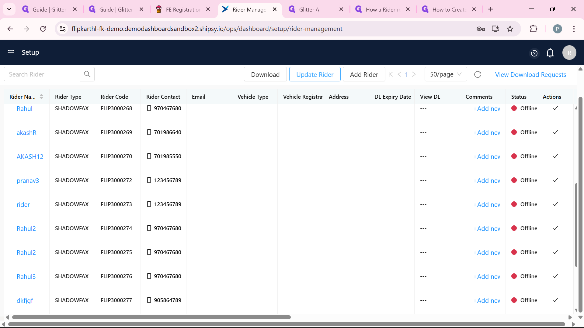 Step #3: Click on "Update Rider"