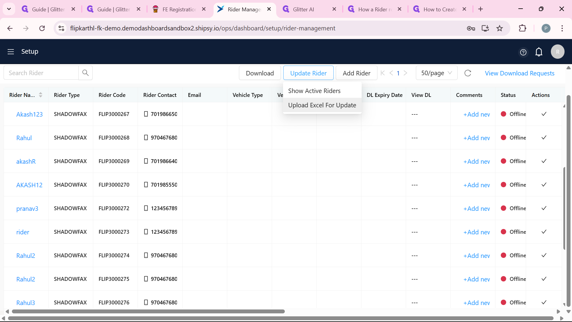 Step #8: Click on "Upload Excel For Update".