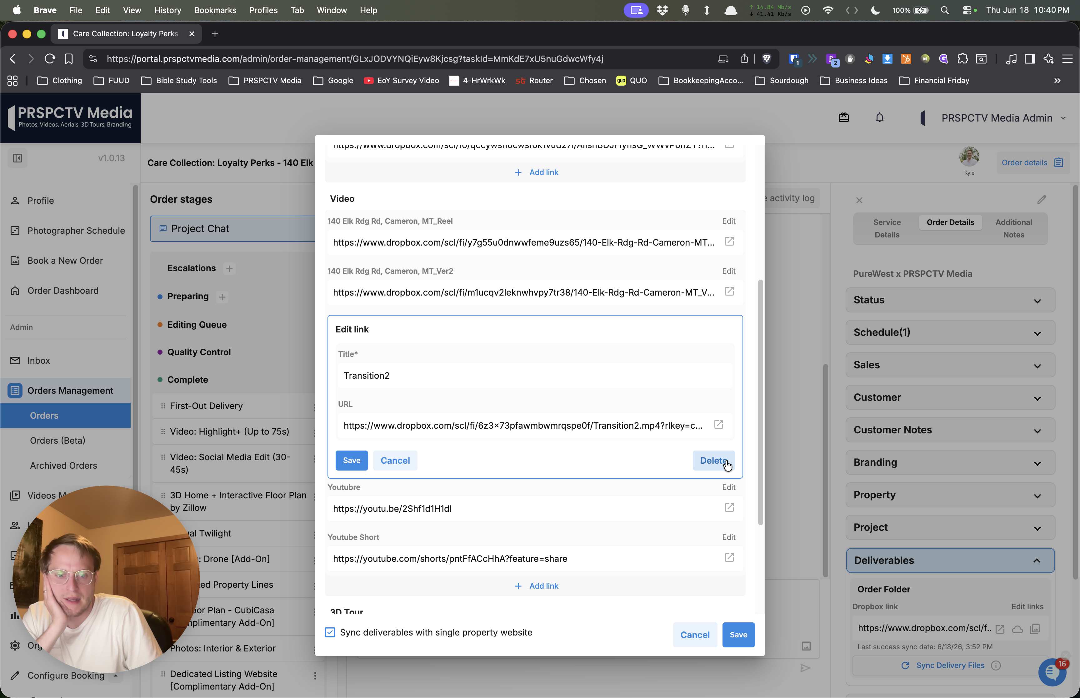 Step #5: Click Delete to remove it. Repeat this process until only the correct assets remain.