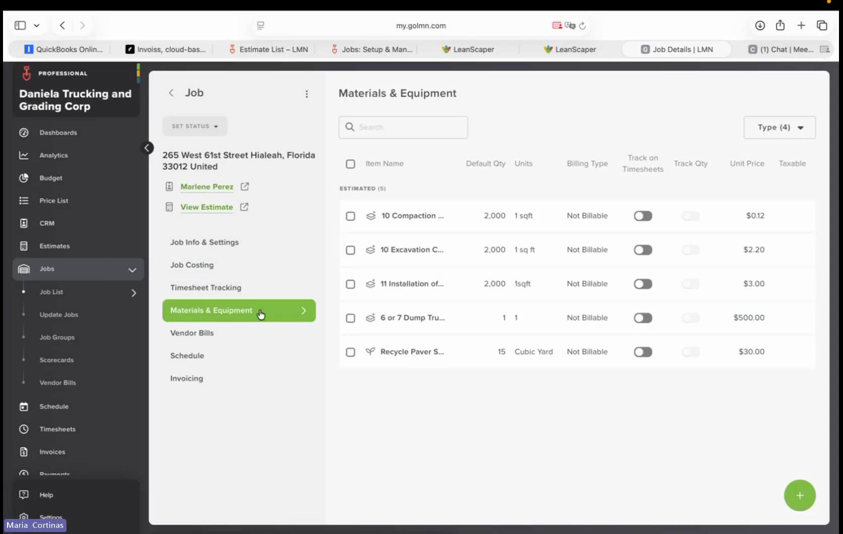 Step #7: Click Materials & Equipment in the left-hand navigation menu.