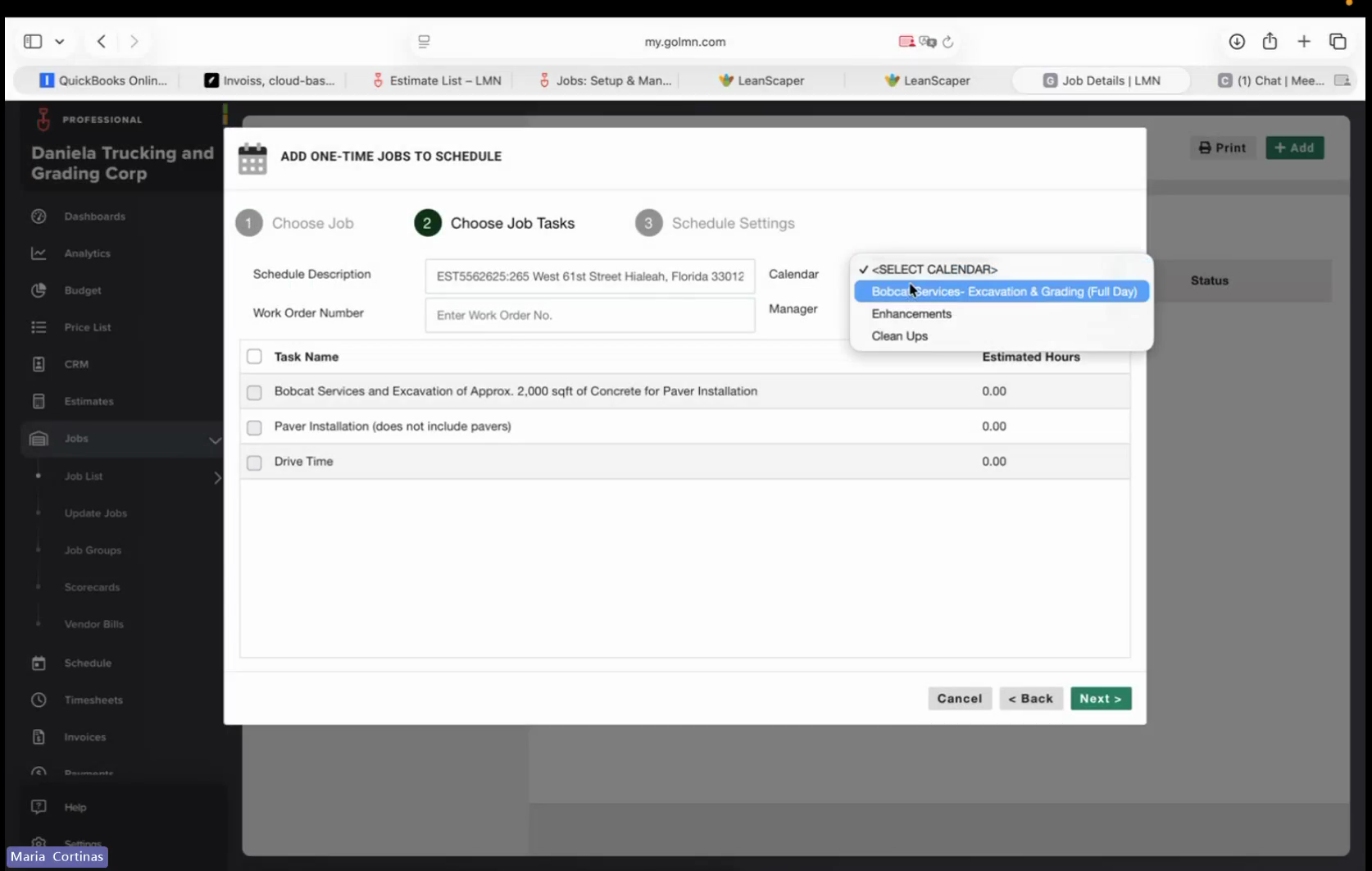 Step #15: Open the Calendar selection dropdown and select the relevant calendar, such as Bobcat Services.