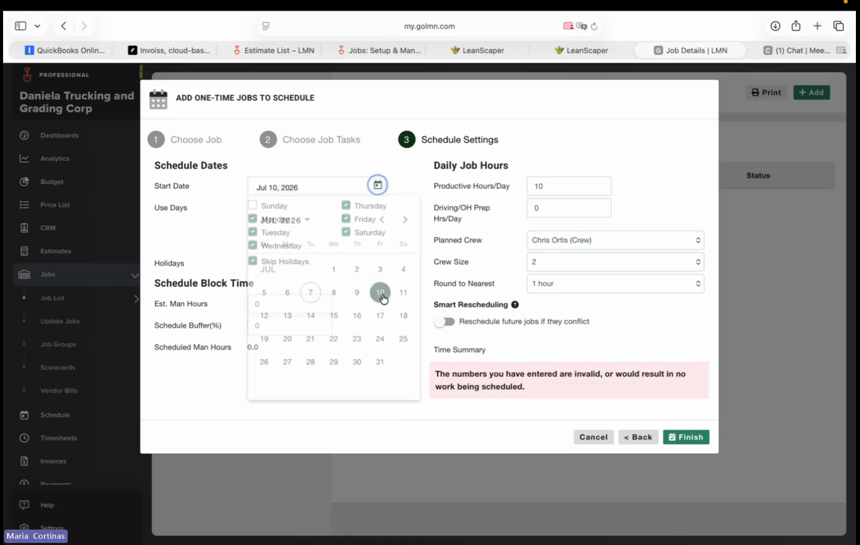 Step #20: Click the Start Date field and select the scheduled date from the calendar.