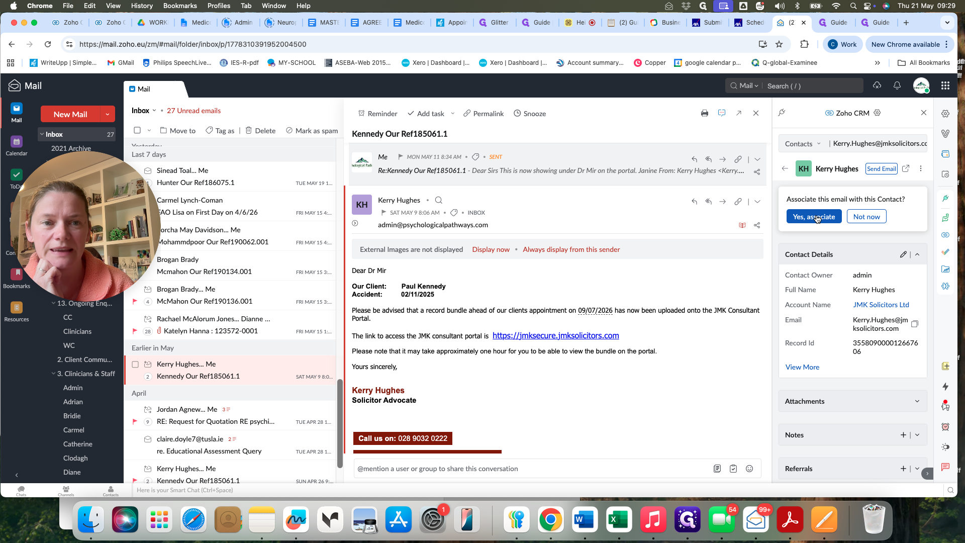 Step #2: Click Yes, associate when prompted to link the email to the sender's contact record.